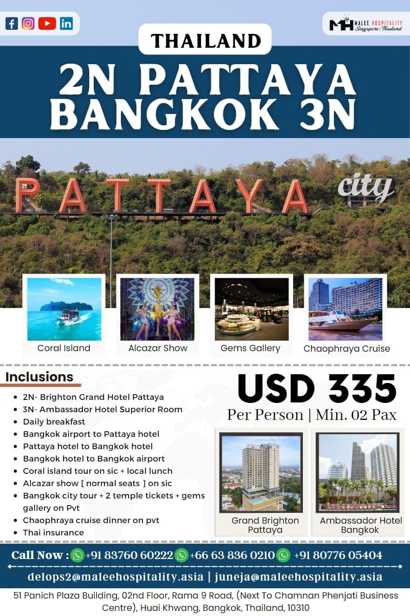 2Nights Pattaya & 3Nights Bangkok