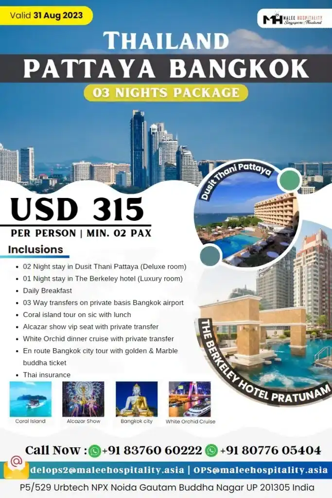 Pattaya Bangkok 03 Nights tour package
