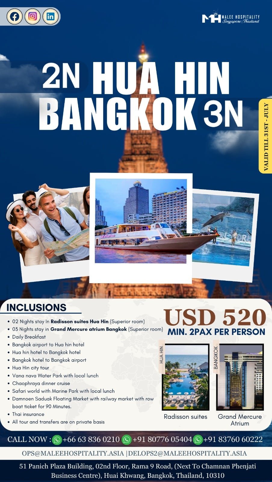 02 Nights Hua Hin & 03 Nights Bangkok