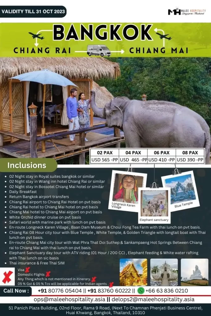 Bangkok Chiang Rai Chiang Mai 6Night Package